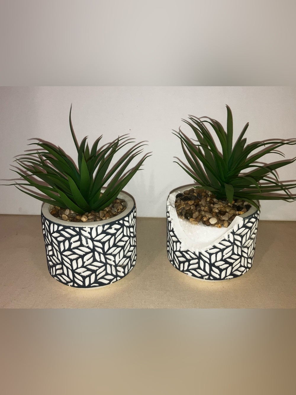 Modern Geometric Ceramic Succulent Planter - Set of 2